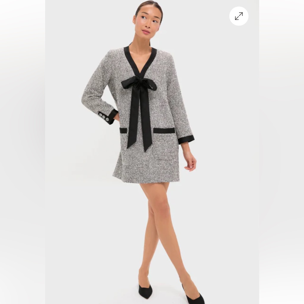 Pomander Place Silver Coco Tweed Bow Dress